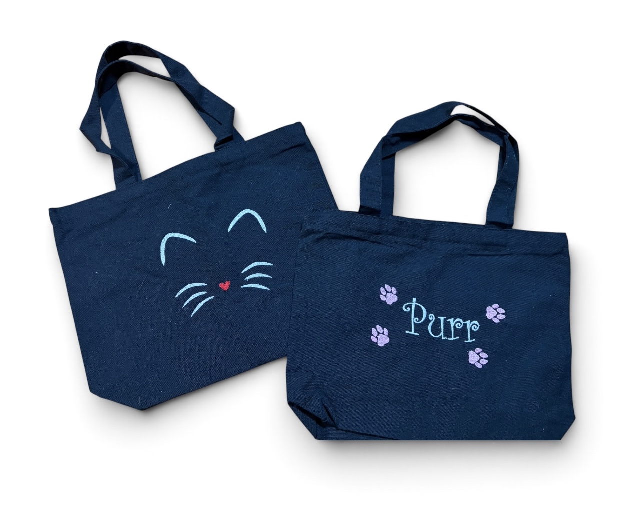 Cat face custom canvas tote